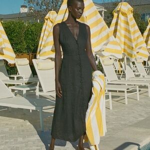 DÔEN ALLENE BLACK LINEN DRESS